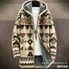 Cárdigan con capucha y cremallera de corte holgado para hombre con estampado a todo color de nuevo elemento azteca, chaqueta de algodón, DIY desde la imagen