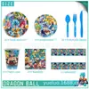 Nueva Decoración de Fiesta de Dragon Ball Ambientación Atrezzo Bandeja de Papel Vaso de Papel Servilleta de Papel Mantel Individual Set de Vajilla Desechable