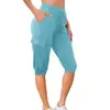 Pantalones de Yoga Deportivos de Manga Corta Ajustados de Cintura Alta con Cordón y Bolsillos Múltiples, Estilo Europeo y Americano Transfronterizo para el Verano 2024, Moda