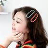 Horquilla ovalada geométrica estilo Hyun Ya de Corea del Sur, popular en Internet, con clip superior de color caramelo simple, horquilla con clip, accesorio para la cabeza, clip lateral femenino.