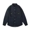 Camisa clásica vintage estilo japonés de mezclilla suave azul para hombre, chaqueta camisa fina holgada elegante de manga larga para otoño para hombre