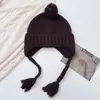Sombrero Lei Feng Bonito con Pompón de Mezcla de Lana para Mujer, Suave y Versátil, Sombrero de Moda que Protege los Oídos, Gorro de Punto con Diseño Trenzado Hecho a Mano