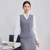 Atendimento ao cliente do banco OL, loja de joias, esteticista, recepcionista, conjunto profissional de colete e saia azul-marinho para mulheres