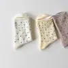 Calcetines de Algodón Puro con Borde Enrollado y Lunares para Mujer, Alta Elasticidad, No Aprietan, Calcetas Caídas, Calcetines Antipelusa para Maternidad, Calcetines Zhuji, Calcetines para Mujer