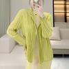 Cardigan de punto fino plisado estilo francés Miyake, atmósfera perezosa, verano, temperamento femenino, artístico, hecho a mano, perspectiva, camisa protectora solar