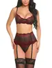Lencería Push-Up de Encaje en Color Contrastante Disponible, Conjunto de Lencería Camisola Transparente Ajustado Estilo Europeo y Americano para Mujer, Amazon