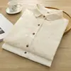 Colección Otoño 2026: Camisa Bordada Artística de Manga Larga Estilo Japonés para Mujer, Top Jacquard Casual con Adorno de Encaje al por Mayor