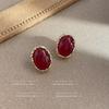 Aretes de resina color rojo vino estilo corte retro para mujer, aretes elegantes de nicho estilo francés, aretes elegantes de alta gama al por mayor