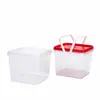 Cubo de Regalo Cuadrado Personalizado de 5L Plástico Cubo Cuadrado Festivo de Año Nuevo para Snacks Dulces Gelatinas con Tapa