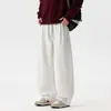 Calça reta larga masculina casual para outono e inverno, corte solto, tamanho grande, calça esportiva lisa da moda