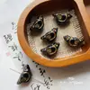 Serie Negra Retro Pájaro de Cerámica Glaseada Checo Doméstico Hojas Hechas a Mano Calco Oro Pulsera DIY Material Accesorios