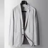 Terno Casual Masculino Primavera/Verão 2025 Resistente a Amassados Stretch Cor Sólida Jovem Luxo Business Não Amassa Jaqueta Fina