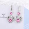 Aretes para Mujer Estilo Coreano Artístico Fresco Dulce Rosa Diamante Zirconia 520 Amor Elegantes Aretes Cortos