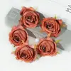 Cabezas de flores de rosa hechas a mano para manualidades de 7 cm, flores de rosa artificiales, decoración de ramillete, ramo, decoración de lugar de boda