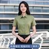 Herramientas de venta de tienda 4S LOGO bordado camisa elástica sin planchar para hombre fibra de bambú camisa profesional de manga corta para hombre y mujer