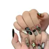 [Gatito Demoníaco] Gato Negro Pequeño Graffiti Pintado a Mano Estilo Europeo y Americano Ropa Ins Manicura Francesa Sexy