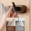 Perchero de madera de nogal para colgar en la puerta, estante de almacenamiento para entrada montado en la pared, instalación sin taladro, ganchos de alta resistencia, ganchos adhesivos