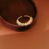 Anel Aberto Colorido Banhado a Ouro Real 18K com Zircônias Incrustadas, Anel de Nicho de Luxo, Joia de Moda Exquisita Leve