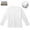 Camiseta de Manga Longa 200g para Homens e Mulheres com Punhos Canelados, Top Solto e Versátil para Primavera, Outono e Inverno, Camiseta Básica de Algodão Puro com Gola Redonda