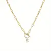Corrente de Colar com Clasp Ot de 26 Diamantes Brilhantes em Formato de Letra, Venda Quente Transfronteiriça, Colar Simples e Elegante, Dropshipping