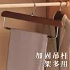 Percha de Madera Maciza para Pantalones con Pinzas para Uso Doméstico, Antideslizante y que no Deja Marca, Barra Integrada Recubierta de Terciopelo de Madera para Armario