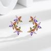 Moda europeia e americana alto senso diamante colorido zircônia flor de cinco pétalas brincos coloridos femininos joias de ouvido coreanas brincos de temperamento de alta qualidade