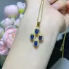 Colar com Pingente de Trevo de Quatro Folhas Colar Simples Estilo Coreano Escolha de Safira Natural para Mulheres Presente de Tanabata Dia dos Namorados para Mulheres
