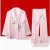 Pijama de Seda de Hielo para Mujer Verano Estilo Chino Manga Larga Seda Delgada Traje para Primavera y Otoño Ropa de Exterior para Casa
