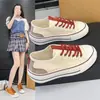 2026 Nuevos Zapatos Deportivos Casuales de Estilo Coreano Slip-on de Caña Baja Zapatos Individuales Suela Gruesa Color Puro Transpirables Punta Redonda Zapatos de Lona para Mujer