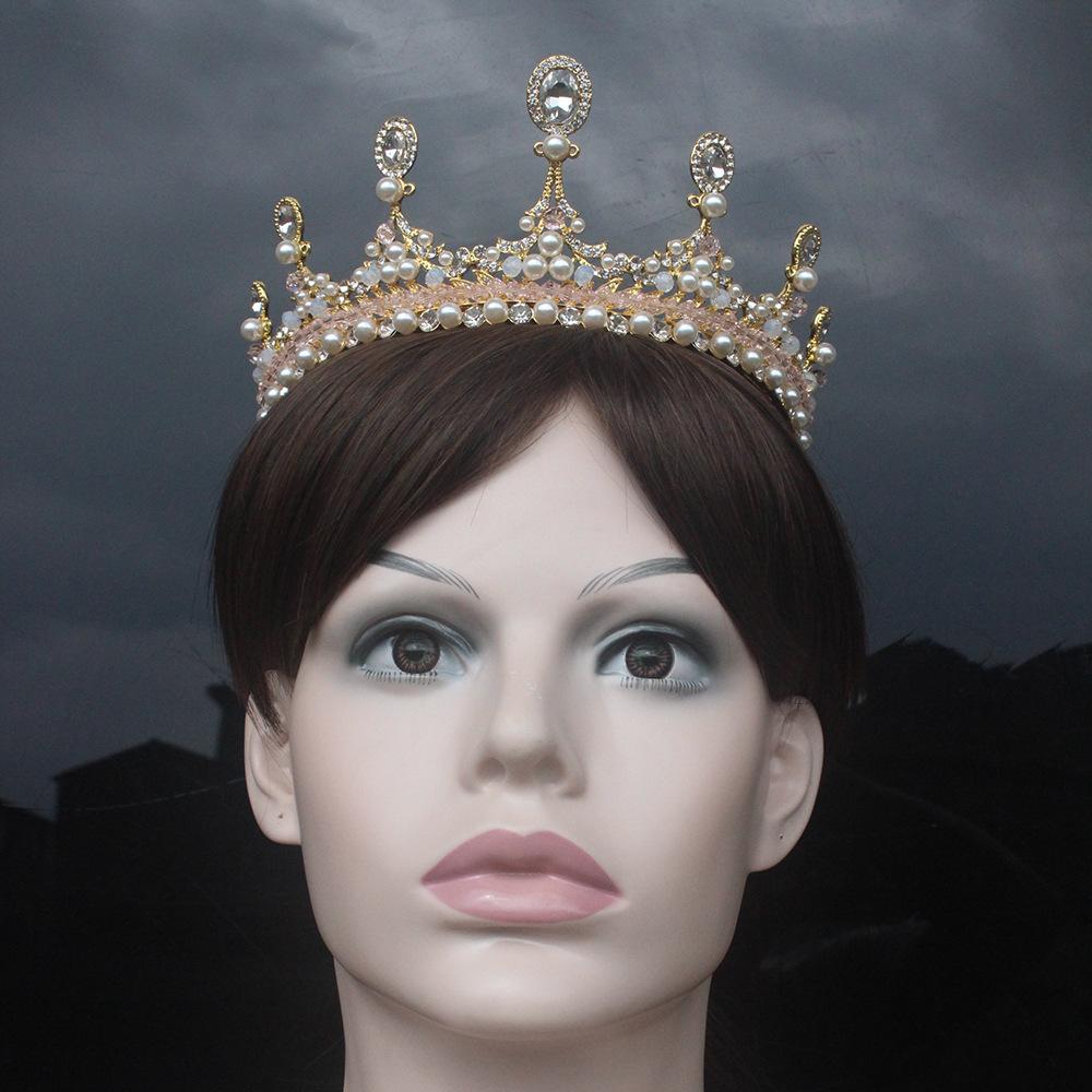 公主粉色皇冠 新娘手工皇冠