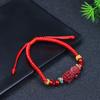 Bienestar del Fan en Vivo Cinnabar Natural Pulsera Enrollada con Cuerda Hecha a Mano Colgante Tianzhu Oro Púrpura Cinnabar Crudo