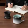 Taza de Agua de Cerámica Elegante Zen Taza de Alta Calidad con Tapa Taza Doméstica con Filtro Separador de Agua y Té Taza Personal para Oficina