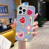 Funda Retro a Cuadros Florales para Teléfono para Apple 17Pm con Diseño de Cara Sonriente y Corazón, Acabado Mate Estilo Ins con Sensación de Metal Desnudo para iPhone 15
