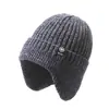 Chapéu de Inverno Masculino com Proteção para Orelhas, Chapéu de Lã Aconchegante Espessado de Veludo, Chapéu de Tricô à Prova de Vento e Frio para Exterior, Chapéu Transfronteiriço, Chapéu para o Frio
