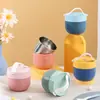 Taza de desayuno calentable para microondas con revestimiento de acero inoxidable 304, vajilla portátil con tapa, tazón de sopa de plástico para oficinista, taza de sopa