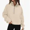 Moletom esportivo com zíper parcial, bolso, gola alta e fleece, unissex, outono e inverno 2026, transfronteiriço europeu e americano, manga longa, confortável e casual