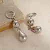Pendientes de Borla Redondos Chapados en Oro Real con Forma de Gota de Agua Hebilla de Oreja de Tendencia de Moda Personalizada Pendientes de Temperamento Europeo y Americano de Alta Gama para Mujer