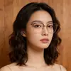 Populares Gafas Retro Color Verde Oliva Anti-Luz Azul para Miopía Se Pueden Combinar con Montura de Gafas de Media Montura Lisa con Ceja para Graduación