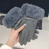 Guantes de terciopelo alemán para mujer, guantes de lana cálidos con forro polar de invierno, guantes de dedo de felpa con tapa abatible para pantalla táctil, guantes elásticos para montar a caballo para mujer