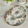 Serie Jungla de H Juego de Cuatro Piezas de Vajilla Europea Occidental Taza de Café y Platillo Plato Occidental Vajilla de Porcelana Ósea para el Hogar Venta al por Mayor