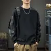 Sudadera de peso pesado con cuello redondo estilo americano de moda para hombre, nueva colección otoño 2025, chaqueta top casual de manga larga a rayas holgada