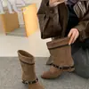 Botas de plataforma de moda estilo coreano para mujer, colección otoño/invierno 2026, botines versátiles, botas de ajuste ceñido, botas de moda hasta la mitad de la pantorrilla para mujer