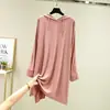 Suéter tipo pullover de modal para mujer, con capucha, longitud media, talla grande, holgado, manga larga, camiseta, top casual que cubre el abdomen