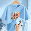 2020 # Camiseta de Manga Curta para Meninas Manga Meia Manga Solta 2025 Nova Verão Tops de Algodão Puro para Crianças de Tamanho Médio e Grande Moda de Verão para Crianças