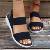 2026 Sandalias de Tallas Grandes para Mujer de Comercio Electrónico Transfronterizo Verano Tacón Plano Tacón de Cuña Suela Gruesa Boca de Pez Banda Elástica Sandalias Romanas