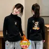 Camiseta de Manga Larga Otoño Invierno 2026 para Niñas, Camiseta Térmica de Forro Polar, Top Cálido Estilo Coreano con Volantes para Bebé, para Niños de Edad Media a Mayores