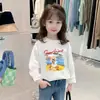 Estilo Novo Primavera e Outono Moda Coreana para Meninas Camiseta Versátil de Manga Longa Infantil Casual Solta Algodão Puro Camisa Base Tendência