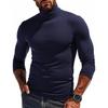 Otoño e Invierno 2025 Transfronterizo para Hombre Camiseta de Manga Larga de Forro Polar Color Sólido Capa Base de Punto Ajuste Delgado Cuello Alto Top Cálido