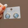 Pendientes de Diamante Cuadrado con Diseño de Aguja de Plata de Corea del Sur, Concha de Color Francés, Estilo Hong Kong, Exquisitos, Versátiles, Estilo Ins