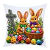 Funda de Almohada con Ilustración de Conejo de Pascua y Huevo Impresión Digital Tema Atmósfera Festiva Funda de Almohada para Hotel Venta al por Mayor